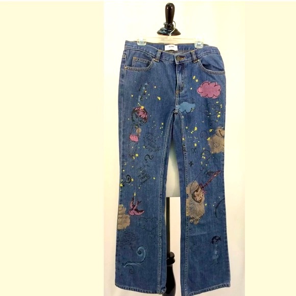 Custom Hand Painted Vintage Wearable Art Jeans Fun - Picture 6 of 8